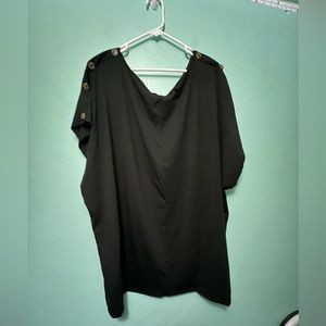 Bloomchic plus size 28 black blouse new with tags button, detail on shoulders